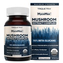 MycoMax Mushroom Complex - 70% Beta Glucans, Max Potency Mushroom Suplemento, US Grown + Extracción Ultrasónica - Lions Mane, Cordyceps, Reishi &amp; More - Cognition, Immunity, Energy - 60 cápsulas