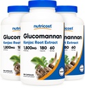 Nutricost Glucomannan 1,800mg Por Serving, 180 Capsules (3 Botellas)
