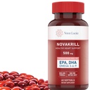 NovaKrill Krill Oil Omega 3 Suplemento – 1000mg Softgels con EPA, DHA, Astaxanthin – No Fishy Aftertaste – Easy to Swallow Antarctic Krill Oil – 60 cápsulas líquidos