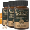 Probióticos orgánicos para Mujeres y Hombres, 100 millones de millones CFU Probiótico para Salud Digestiva, Gut & Immune - con Prebióticos, Bioflavonoides & Enzyme Digestivo, 35 Strains Raw Probiótico Suplemento, 180 Caps
