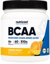Nutricost BCAA Powder (Orange Mango, 60 Servings) - 2:1 Relación óptima, Gluten Free, Non-GMO, Vegetarian