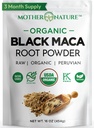 Orgánica, Cruda Peruana Negro Maca Root Powder - Premium USDA Certified, Ideal para Hombres &amp; Mujeres, Boost Workouts, Enhance Muscle Recovery, Non-GMO, Vegan Superfood, 16 oz