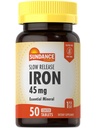 Sundance Iron 45mg Slow Release Pills ← 50 Tablets ← Essential Mineral Supplement Silencio Vegetarian, Non-GMO, y Gluten Free Formula