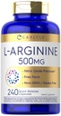 Carlyle L-Arginine 500 mg Capsules Silencio 240 Conde Silencio Nitric Oxid Precursor Silencio Forma libre Aminoácidos Silenciosos No GMO &amp; Gluten Suplemento gratuito