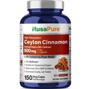 NusaPure Ceylon Cinnamon20:1 Extracto, 500 mg Equivalente a 10.000 mg Por Caps  150 Veggie Capsules ← Non-GMO, Vegan with Bioperine