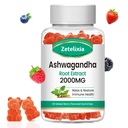 Ashwagandha Gummies, Extra Strength Vitamin D3, Orgánica Ashwa Root Suplemento de Relajación Mood Calma &amp; Apoyo Inmunitario, Azúcar Vegan Mezclado Gratuito 60 Conde