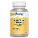 Citrato de Calcio Solaray con Vitamina D3 1000mg - Fuerza de Bone y Soporte de dientes saludables - Digestión suave Fórmula - Lab Garantía verificada de 60 días - 15 Serviciones, 90 cápsulas