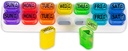 GMS organizador semanal de píldoras - 7 días AM/PM Pop Out Pill Pods for Supplements, Vitamins & Medications - Ideal para uso diario " Travel - Rainbow