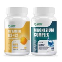 Vitamina D3 K2 con MCT Oil 90 Softgels &amp; Magnesium Breakthrough Complex Suplemento ← Bone, Corazón, Muscle &amp; Nervous System Support - Non-GMO