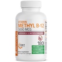 Bronson Methyl B12 5000 mcg Vitamina B12 Methylcobalamin Energy & Brain Support, 180 Lozenges