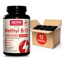 Jarrow Fórmulas Máxima Fuerza Metil B-12 5000 mcg, Suplemento dietético para producción de energía celular y apoyo a la salud cerebral, 60 tabletas Chewable con sabor a cereza, 60 Day Supply, Pack de 12
