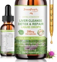 GREENPEOPLE Liver Cleanse Detox &amp; Repair Drops - Liver Supplement w/Milk Thistle Silymarin, Artichoke &amp; Dandelion for Liver Detox &amp; Support- 16x Potent Herb-Nutrients - 1Fl Oz Natural Flavor