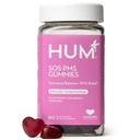 HUM Nutrition SOS PMS Gummies, PMS Support Supplement for Women, Support Cycle Symptoms, Bloating, Hormonal Balance, Incluye Vitamina B6, Cranberry & Chasteberry Vitex, Gluten Free, 60 Vegan Gummies