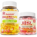 Vitamina D3 K2 Mangas llenas 5000IU / 10.000 UI con 500 mg de calcio, citrato de magnesio, vitamina C &amp; garras de jengibre Suplemento Gummies para Nausea, alivio de estómago