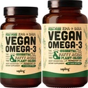 Vegan Omega 3 60 Softgels & 180 Softgels Bundle - ácidos grasos DHA &amp; EPA - Carrageenan Gratis, Alternativa al aceite de pescado, soporta corazón, cerebro, salud conjunta - Algae sostenible