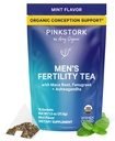 Blue Stork Hombres Fertilidad Té: Suplementos de Fertilidad Orgánica para Hombres, Té Verde, Maca Root, y Ginkgo Biloba para Salud Reproductiva Masculino, Menta, 15 Sachets