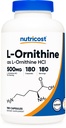 Nutricost L-Ornithine 500mg, 180 Capsules - No GMO y Gluten Gratis