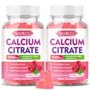2 Pack Calcium Citrate Gummies 1000mg w/Vitamin D3, Alta Absorción Calcium Gummies for Women &amp; Men, Plus Magnesium, Potassium, Zinc for Muscle & Immune, Raspberry Flavor, 120 Conde