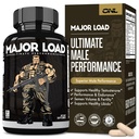 Major Load Testosterone Booster for Hombre - Suplemento de testosterona con Horny Goat Weed, Maca Root, & Tribulus Terrestris - Tongkat Ali Men's Energy, Stamina & Strength - Test Booster 60 cápsulas