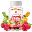 Natures Aid Vitamina libre de azúcar D3 K2 Gummies con Calcio + K2 (MK-7), Citrato de Magnesio, Vitamina C, Extra Strength - Ultimate Absorption for Bone Muscle Teeth Immune, Vegan - 60 Gummies