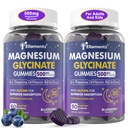 Magnesio Glycinate Gummies 500mg/250mg para adultos Niños adolescentes, Azúcar Magnesio sin azúcar Ayuda para dormir, Niños Gummies para dormir con L-Theanine Glycine B6 para dormir, calma, musculo,Relax Brain,No Melatonin,2Pack
