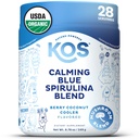 KOS Calming Blue Spirulina Blend- USDA Certified Organic - Algae Superfood Powder con Ashwagandha Root, Lemon Balm, Reishi Mushroom, B Vitaminas - Berry Coconut Cooler Flavor, 28 Servings