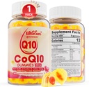 Azúcar CoQ10 200mg Gummies llenadas, 5X mejor absorción CoQ10 w/Resveratrol, ácido lipoico alfa, Omega-3, vitamina E, C, Coenzima Q10 para energía celular, corazón, cerebro y antioxidante (1Pack)