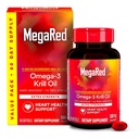 MegaRed Antártico Krill Oil 500mg Omega 3 Fatty Acid Suplemento, Extra Strength EPA & DHA Krill Oil Softgels (90cnt Box), Astaxanthin, Heart Health Supplement with No Fish Oil Aftertaste