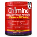 Suplemento de aminoácidos esenciales Oh!mino. Berry Blast, Stimulant-Free Powder. Los 9 EAAs, BCAAs y el Amino perfecto para los entrenamientos, Amino Energy, y para construir músculo, y recuperar más rápido.