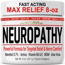 Crema de Alivio de Neuropatía - Actuación rápida Max Alivio para Manos de Pie Legs Toes - Ultra Strength Menthol, Arnica, Aloe Vera, MSM, Natural Soothing Nerve Relief - Extra Grande 8 oz