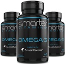 (3 Pack) Más inteligente Omega 3 Fish Oil, Berry Flavor, Burpless, Tasteless, 2000mg, DHA EPA Triple Strength Brain, Hecho con AlaskOmega®