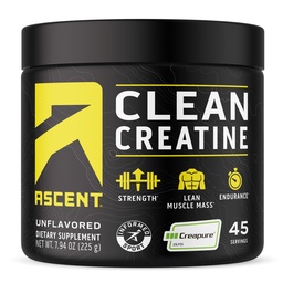 Ascent Clean Creatine Monohydrate Powder - 5G Por Serving, Creapure Supplement - Unflavored, 45 Servings