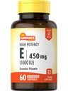 Sundance High Potency Vitamin E TENIDO 450mg (1000 UI) TENIDO 60 Softgels Silencioso Suplemento de Vitamina Esencial
