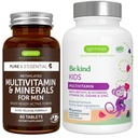Multivitamina &amp; Minerales para Hombres + Advanced Kids Multivitamin Gummy Vegan Bundle, with Methylated B-Vitamins, Vitamina A, C, D3 &amp; E, Clean Label, 60 Tablets + 90 Berry Flavor Gummies, por Igennus