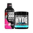 PROSUPPS L-Carnitine 3000 Stimulant Free Liquid Shots (31 Servings, Dragon Fruit) y Hyde Max Pump Pre Workout para Hombres y Mujeres (20 Servings, Blue Razz) Bundle