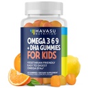 Omega 3 6 9 + DHA Gummies for Kids - Aceite de pescado vegetal con DHA y EPA para niños 2+ para apoyar el desarrollo corporal y cerebral - No Fishy Taste - Lemon and Orange Flavors - 60 Conde