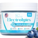 Zero Sugar - Sour Blue Candy Electrolytes Polvo - Refreshing Hydration - Caffeine Free Energy - All Natural Ingredients - Vegan, Keto & Paleo - Sugar Free Electrolyte Powder Drink Mix - 30 Servings