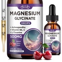 Magnesio Glycinate Liquid Drops 500mg, con vitamina B6, Ashwagandha, L - Theanine, Chamomile, Magnesium Glycinate Suplemento Alta Absorción para el sueño, estrés, energía, Mood - Cherry Flavor