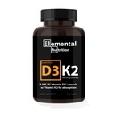 Vitamina K2 con D3 Extra Strength Suplemento Bone ¦ Heart Health Non-GMO Fórmula 5000 UI Vitamina D3 125 mcg &amp; 100 mcg Vitamina K2 ← Fácil de Tragar Vitamina K &amp; D, 30 cápsulas.