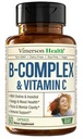 Complejo de vitamina B con ácido fólico VIT C (Folate) - 8 vitaminas de alta potencia B: B1, B2, B3, B5, B7, Vitamina B12 + Biotina, Choline & Inositol. Aids Mood, Energy, Nervous System &amp; Immune Support