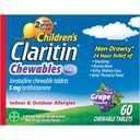 Niños Claritin Chewables 24 HR Children Allergy Medicine, Grape, 60 Cuenta
