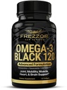 FREZZOR Omega 3 Negro - Green Lipped Mussel Oil Capsules, Hecho en Nueva Zelanda, UAF1000+, No Fishy Aftertaste, 120 Cuenta (Pack of 1)
