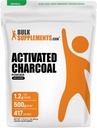 BulkSupplements.com Polvo de carbón activado - de carbón de coco, para blanqueamiento de dientes - Vegan &amp; Gluten Gratis, 1.2g por ser, 500g (1.1 lbs) (Pack de 1)