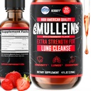 HERBIFY Mullein Drops - Lung Cleanse - Leaf Extract - Powerful Mullein for Immune Support, Detox &amp; Respiratory Support - Made in USA - 4 Oz Strawberry Flavor