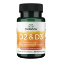Complejo de vitamina D Swanson con vitaminas D2 &amp; D3 - Complejo completo de vitaminas Sunshine para la salud ósea, dental e inmunitaria - Suplemento de vitaminas (50 mcg, 60 cápsulas vegetales)