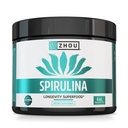 Zhou Spirulina Powder - Blue Green Spirulina Superfood for Women &amp; Men with Vegan Protein, Chlorophyll & Phycocyanin for Smooth Energy &amp; Longevity, Drink Mix for Smoothies - 6 oz Jar (48 Servings)