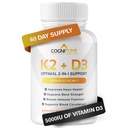 Vitamina D3 5000 UI con vitamina K2 (MK7) Suplemento - Premium Immune, Corazón &amp; Bone Health Capsules - Vitamina K2 D3 Complejo con 5000 UI de Vitamina D3 &amp; 90 mcg de Vitamina K2 mk7-60 Conde