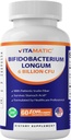 Vitamatic Bifidobacterium Longum 6 Billion CFU per DR Capsule - 60 Cuenta - Promociona la salud intestinal - Hecho con fibra prebiótica