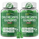 Chlorophyll Gummies, Super Green 18-IN-1 con Clorella Espirulina Orgánica, Trigo Grass, Magnesio, Fibra Prebiótica para Desodorante Interno*,Comfort Digestión, Metabolismo, Inmune, Fresco Odor Corporal, 2Packs