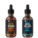 HERBIFY Bundle - K2 y D3 gotas " Biotin y colagen gotas - Bone Strength " Hair, Skin, Nails Support